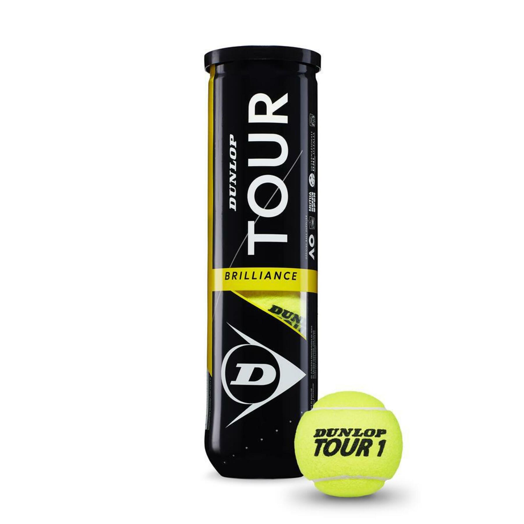 Uppsättning med 4 tennisbollar Dunlop tour brilliance