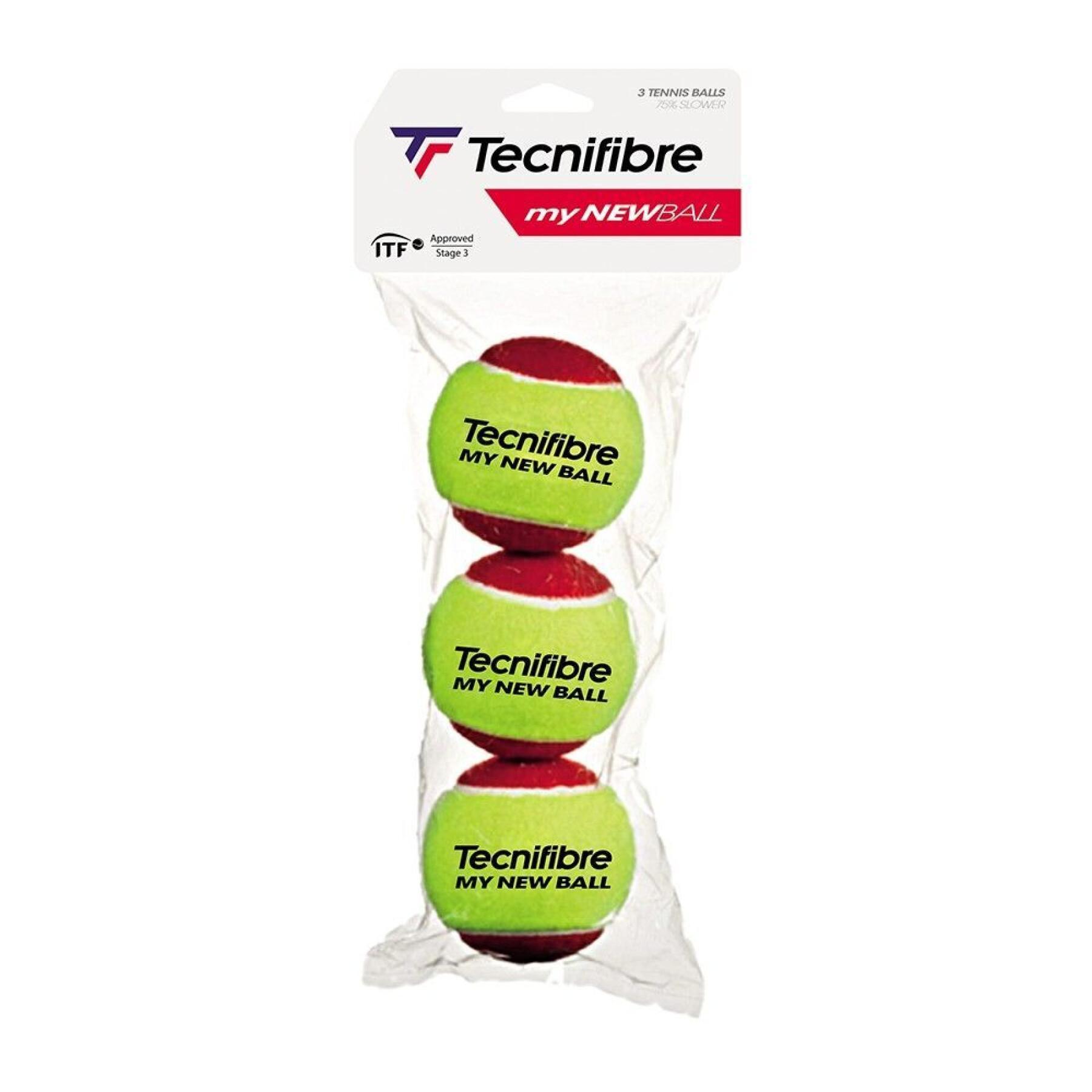 Uppsättning med 3 tennisbollar för barn Tecnifibre My new ball