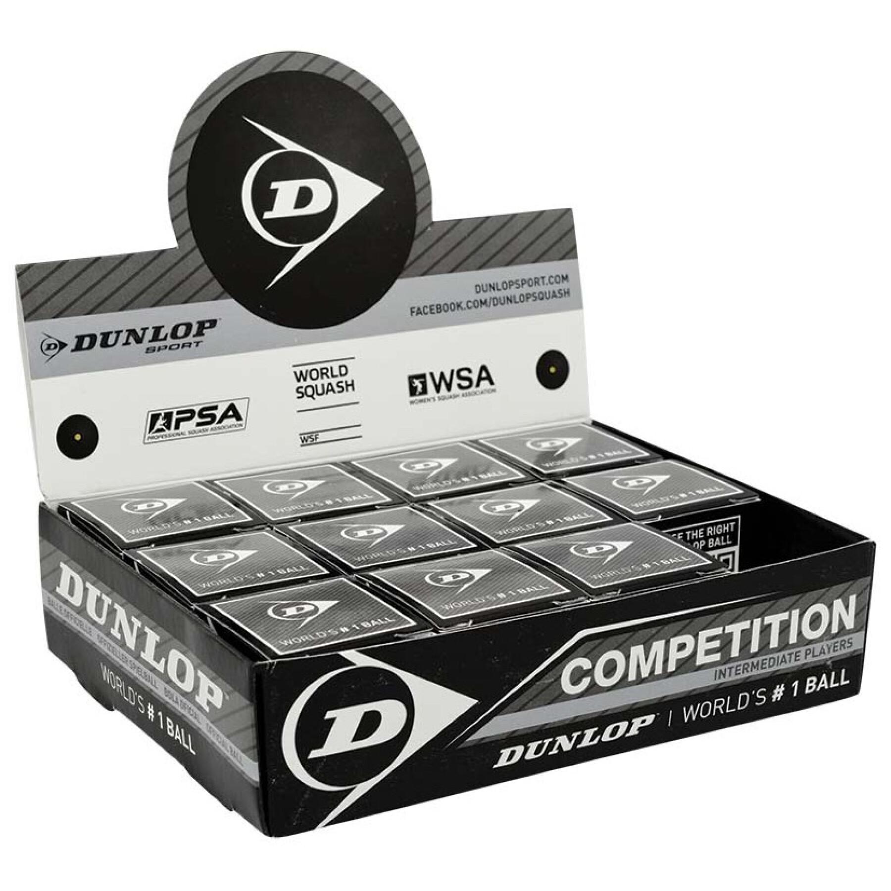 Uppsättning med 12 squashbollar Dunlop competition