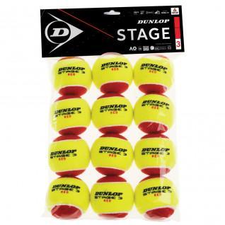 Förpackning med 12 tennisbollar Dunlop stage 3